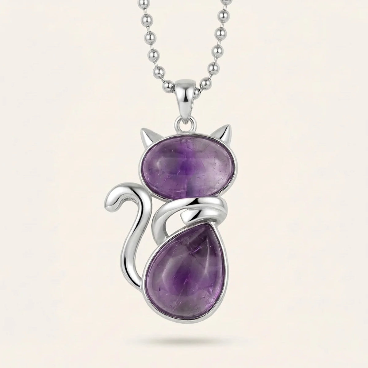 Collier Pendentif Chat Mignon en Cristal Naturel