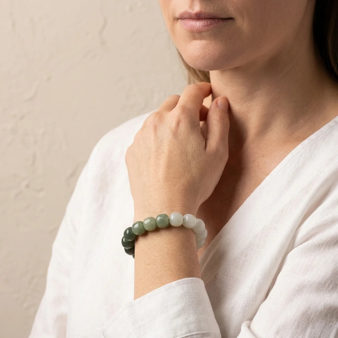 Natural Gradient Jade Beaded Bracelet
