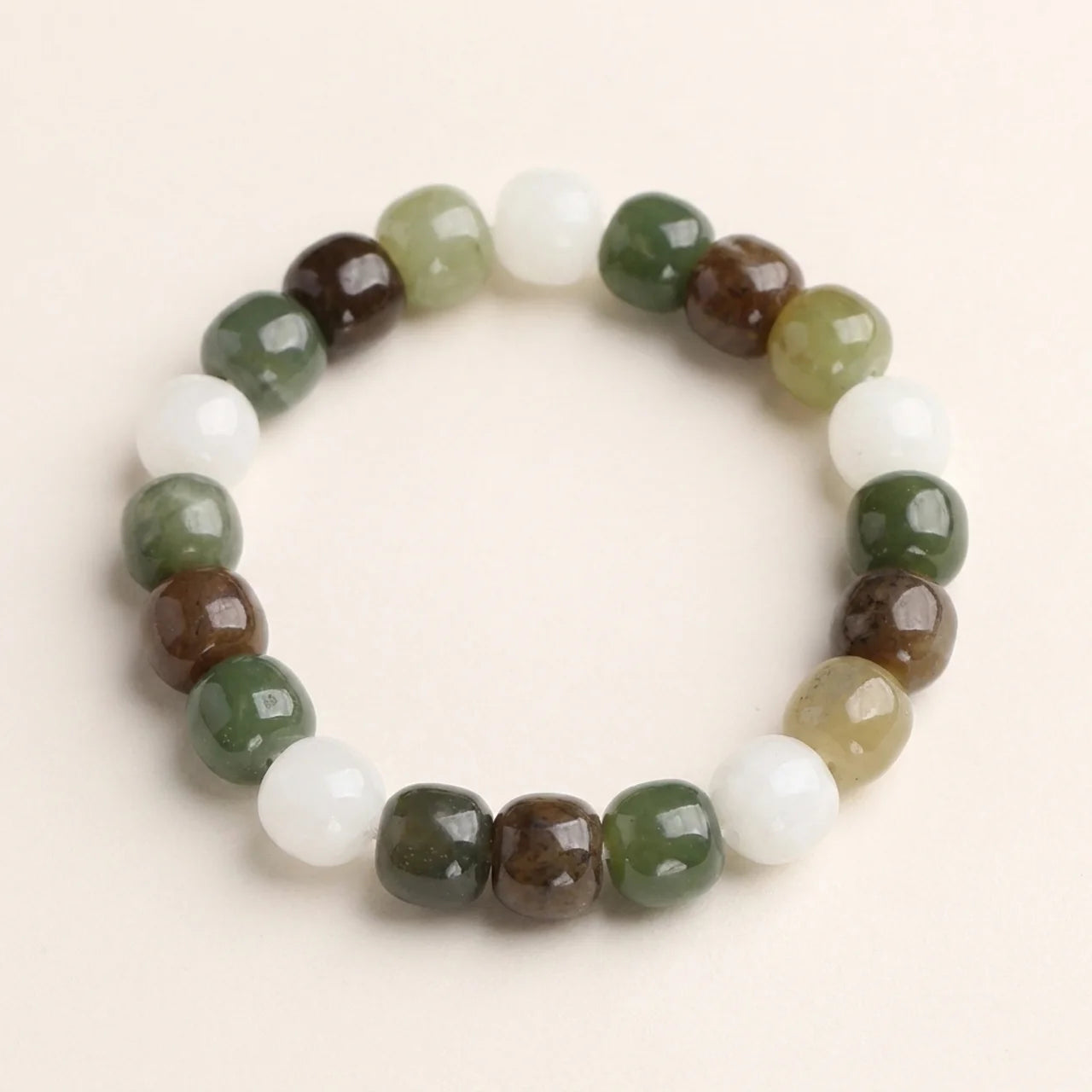 Natural Gradient Jade Beaded Bracelet
