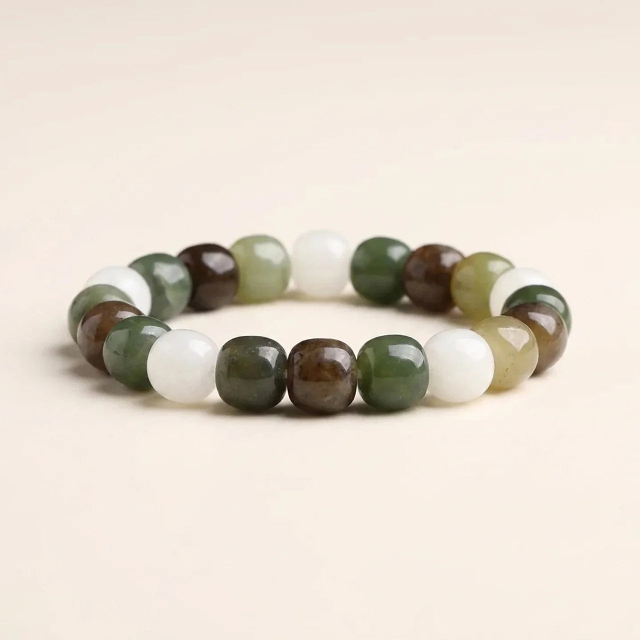 Natural Gradient Jade Beaded Bracelet