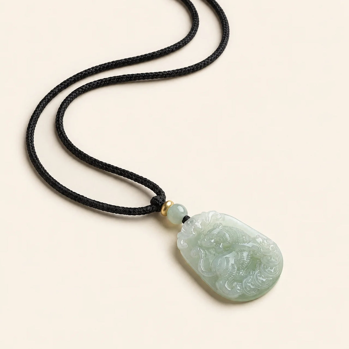 Natural Hetian Jade Carved Mascot Pendant Necklace
