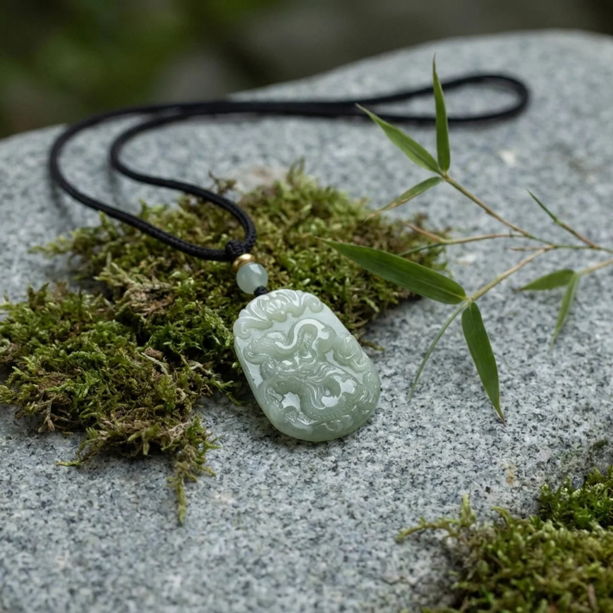 Natural Hetian Jade Carved Mascot Pendant Necklace