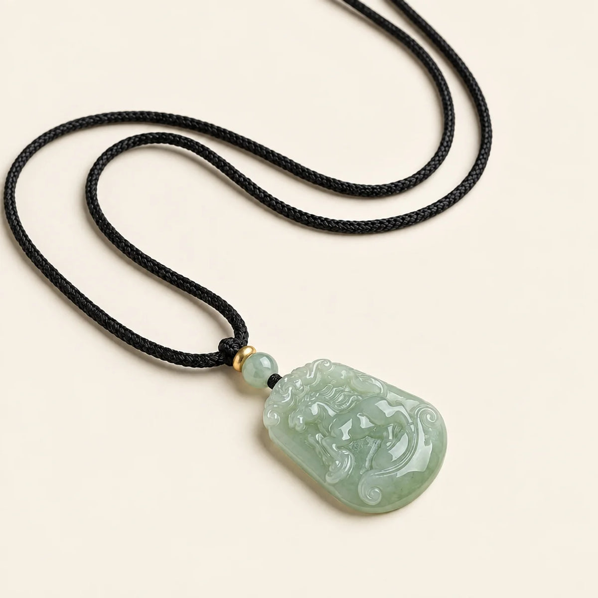 Natural Hetian Jade Carved Mascot Pendant Necklace