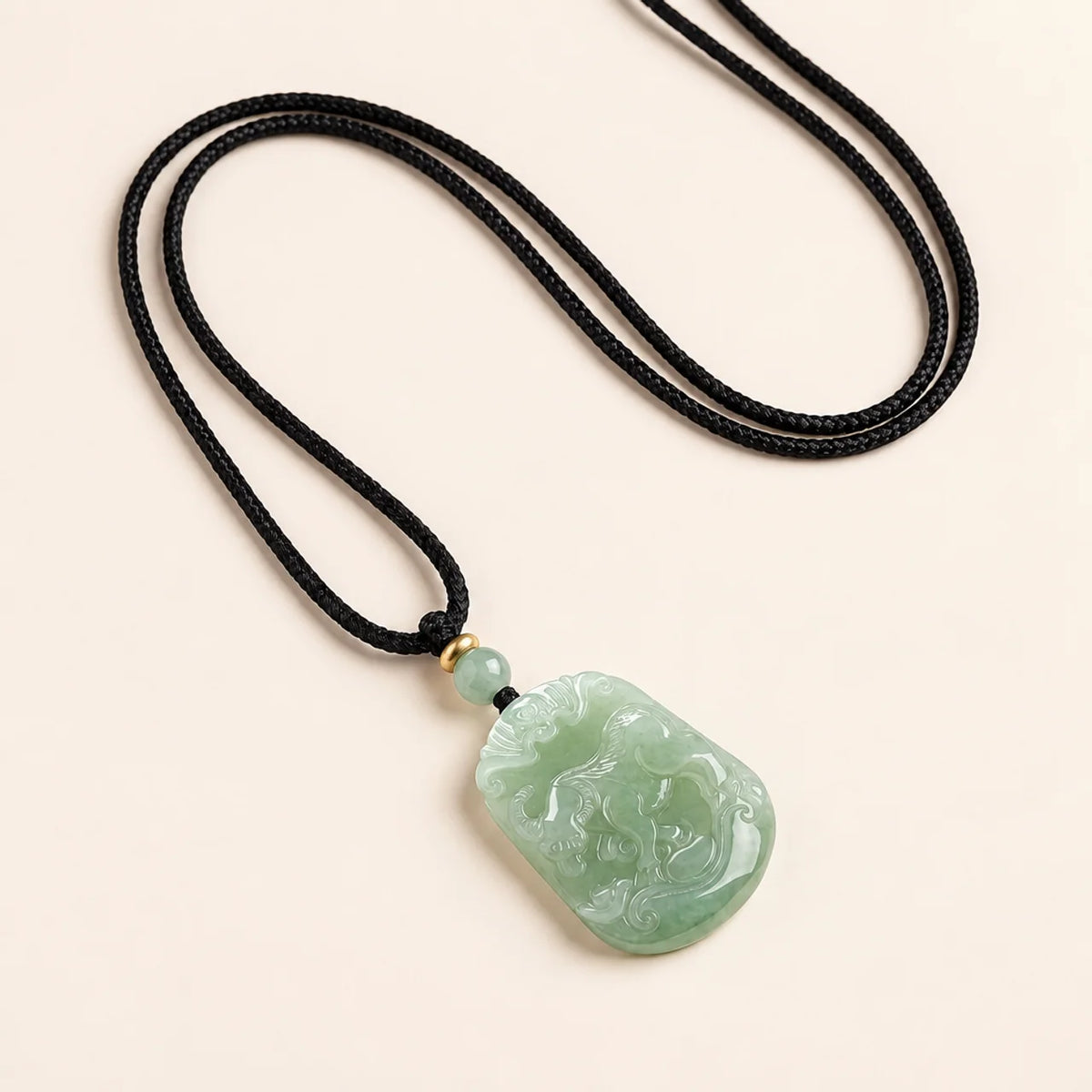 Natural Hetian Jade Carved Mascot Pendant Necklace