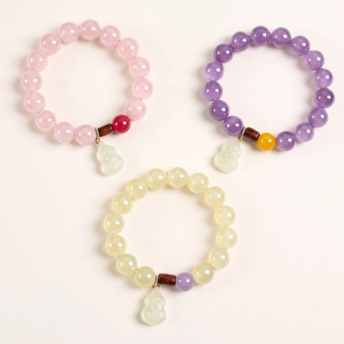 Natural Jade Gourd Crystal Beaded Bracelet