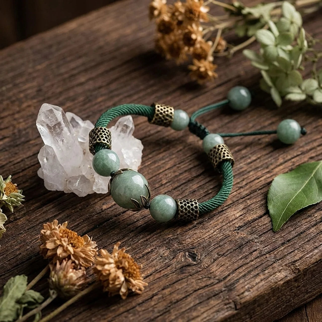 Natural Jade Green Rope Bracelet