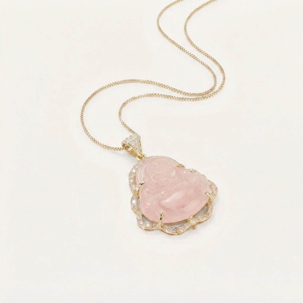 Natural Jade Laughing Buddha Pendant Necklace