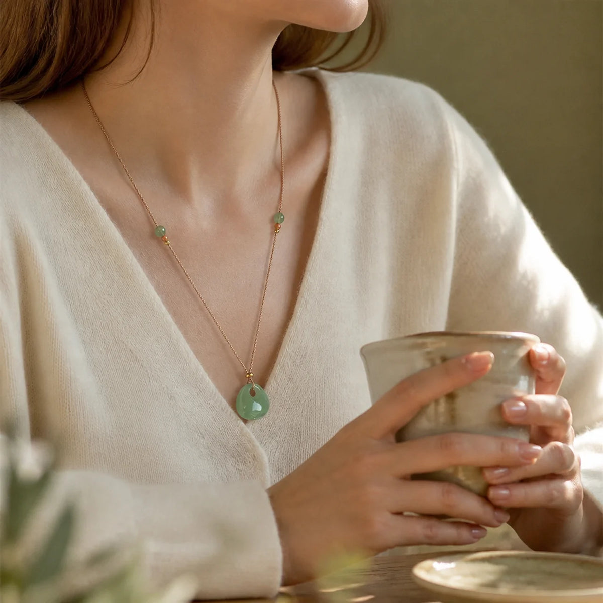 Natürliche Jade Glück Halskette mit Anhänger