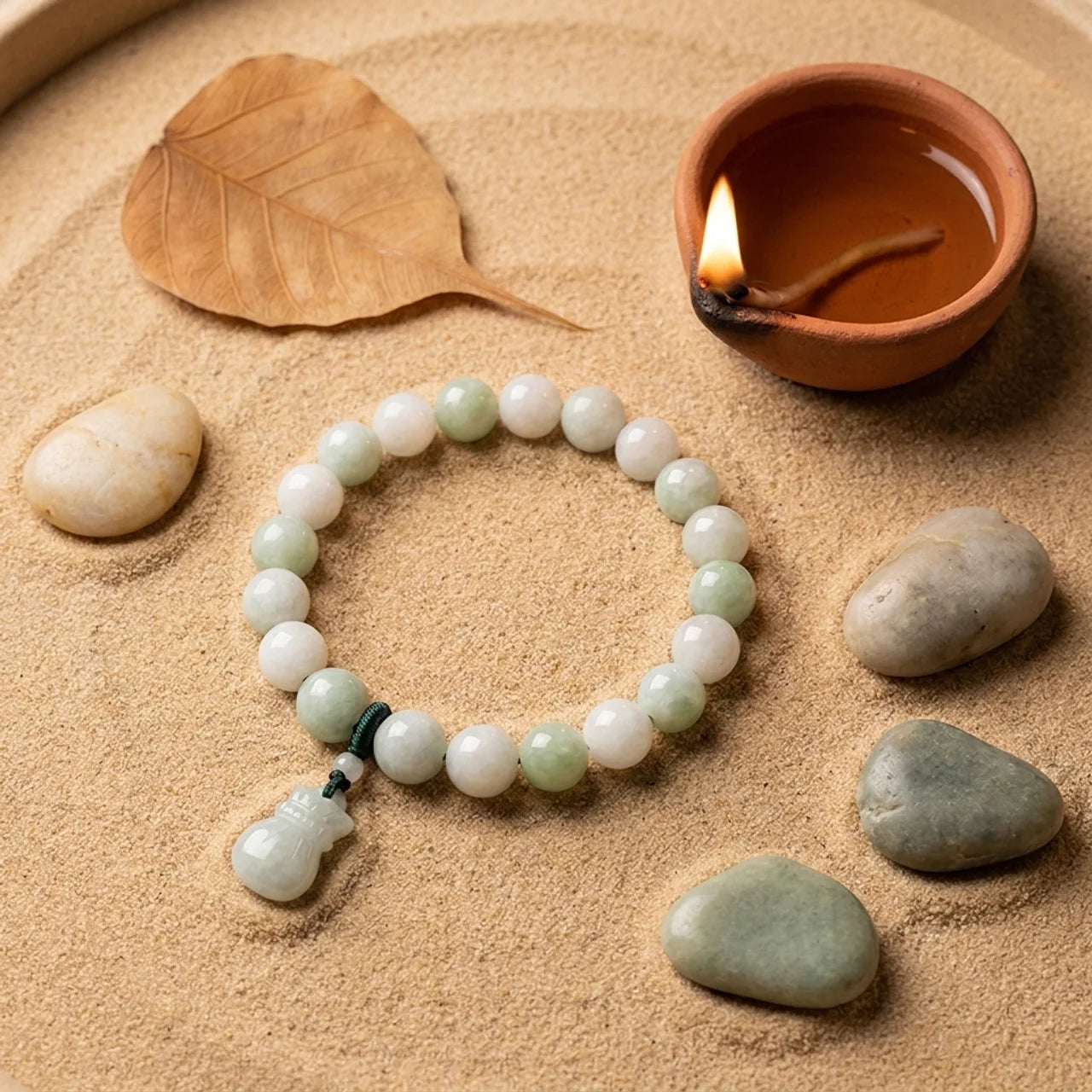Natural Jade Money Bag Beaded Bracelet