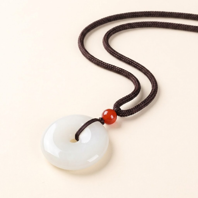 Natural Jade Peace Buckle Pendant Necklace