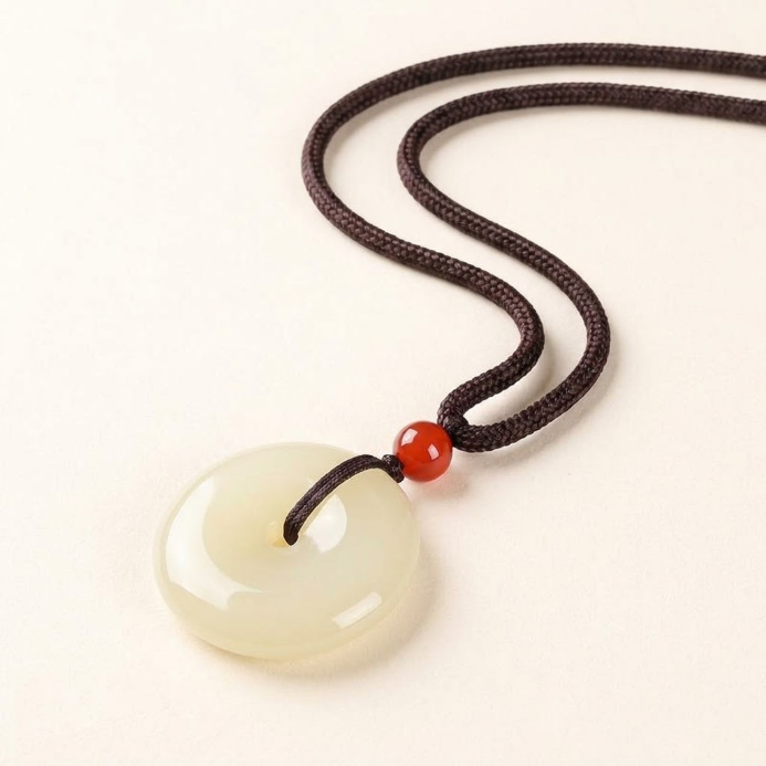 Natural Jade Peace Buckle Pendant Necklace