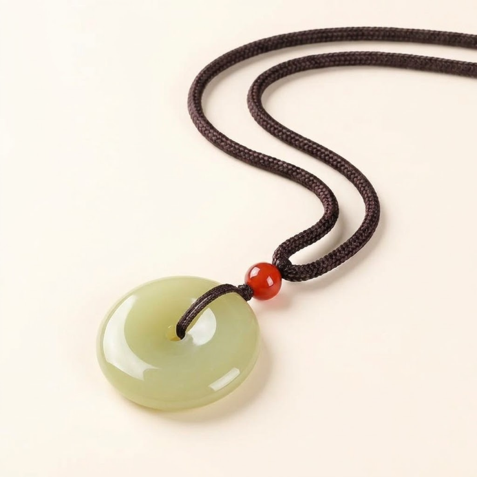 Natural Jade Peace Buckle Pendant Necklace