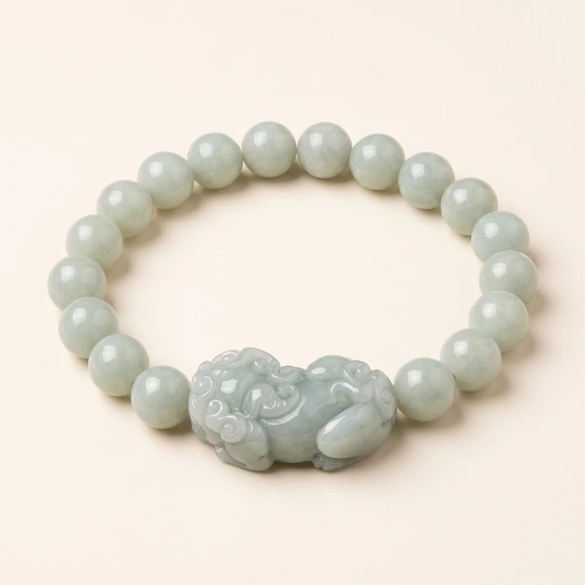 Pixiu-armband med naturlig grön jade