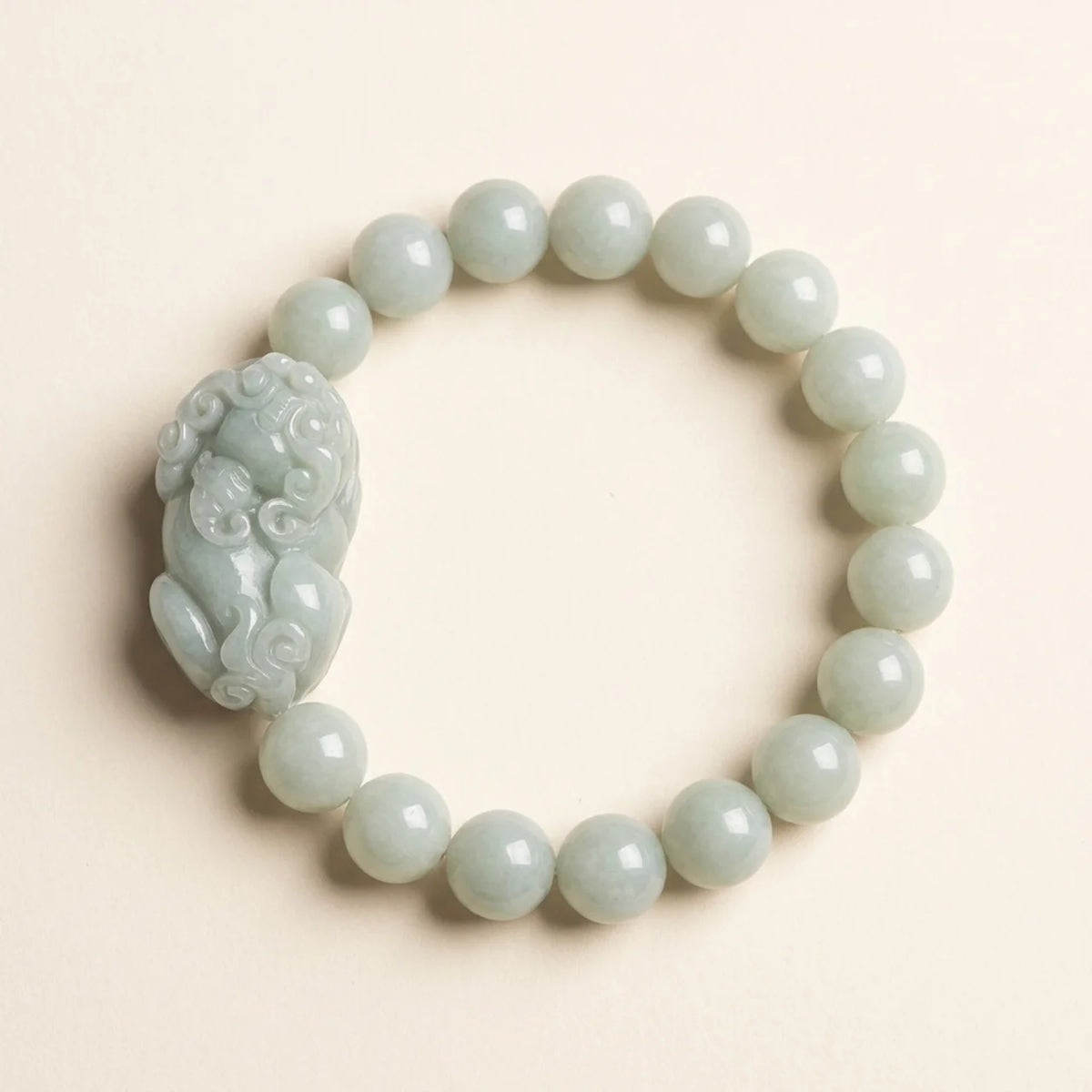 Pixiu-armband med naturlig grön jade