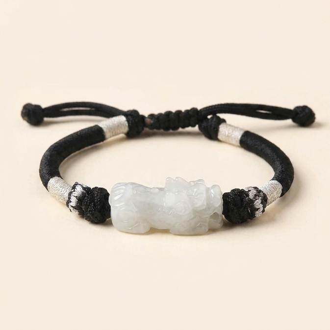 Natural Jade Pixiu Black String Bracelet