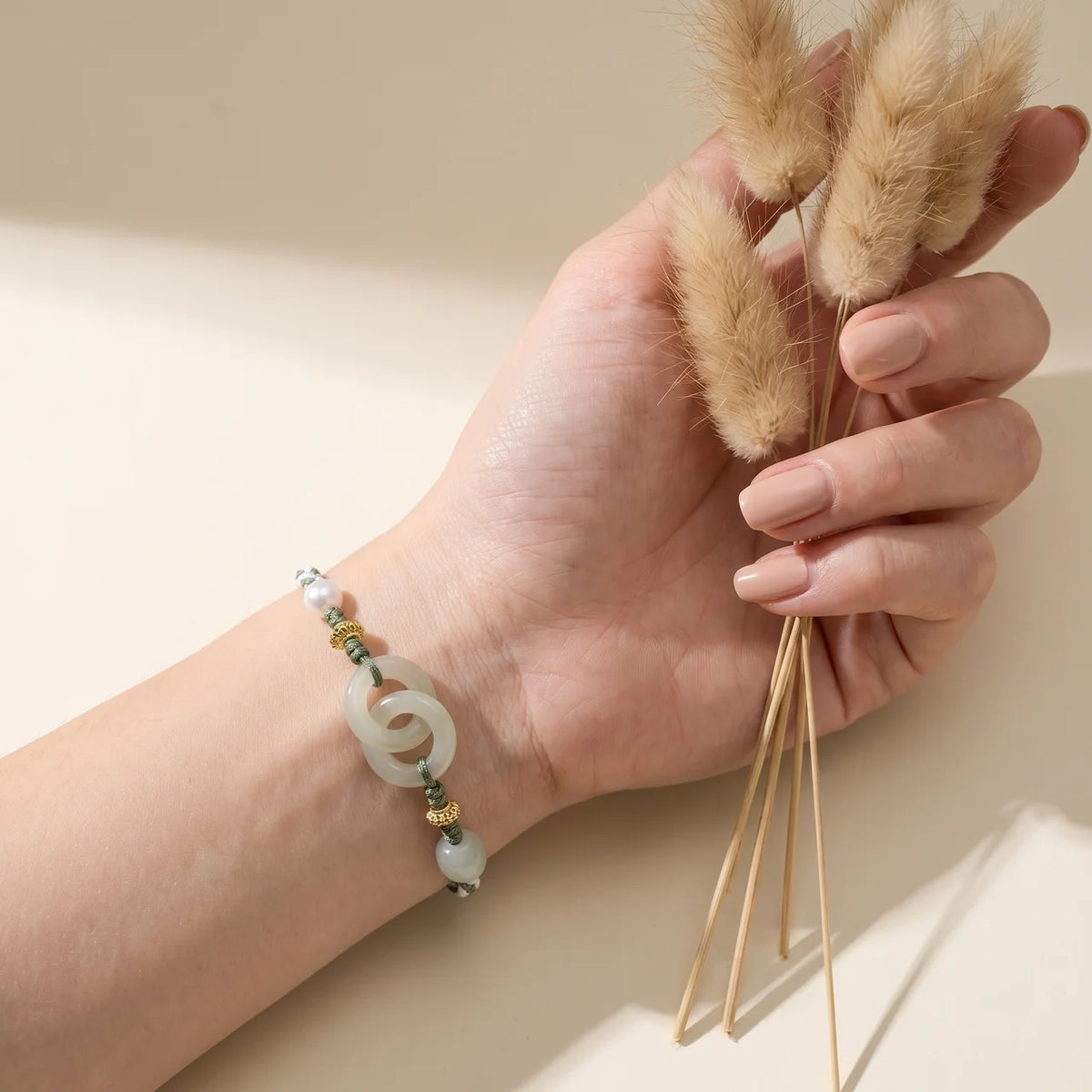 Natural Jade Red String Peace Buckle Bracelet
