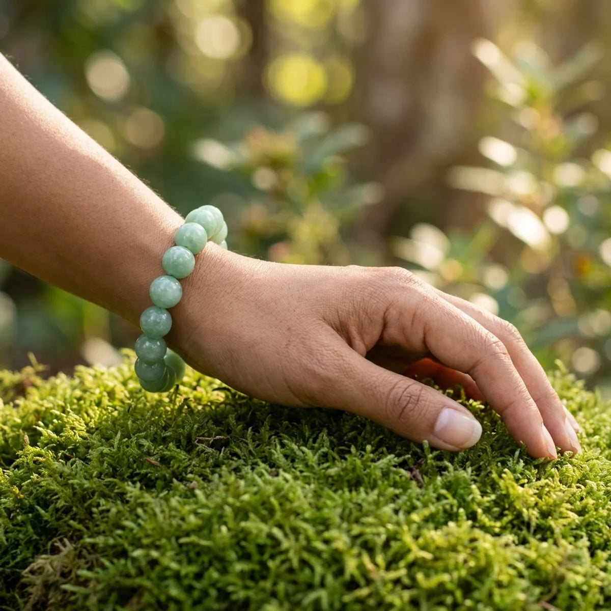 Natural Jade Round Bead Bracelet