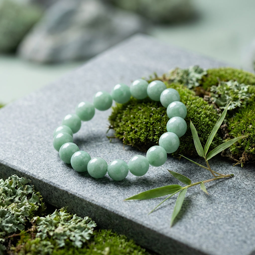 Natural Jade Round Bead Bracelet