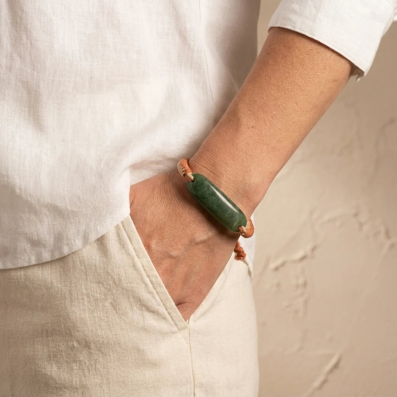 Natural Nephrite Jade Curved Bar Bracelet