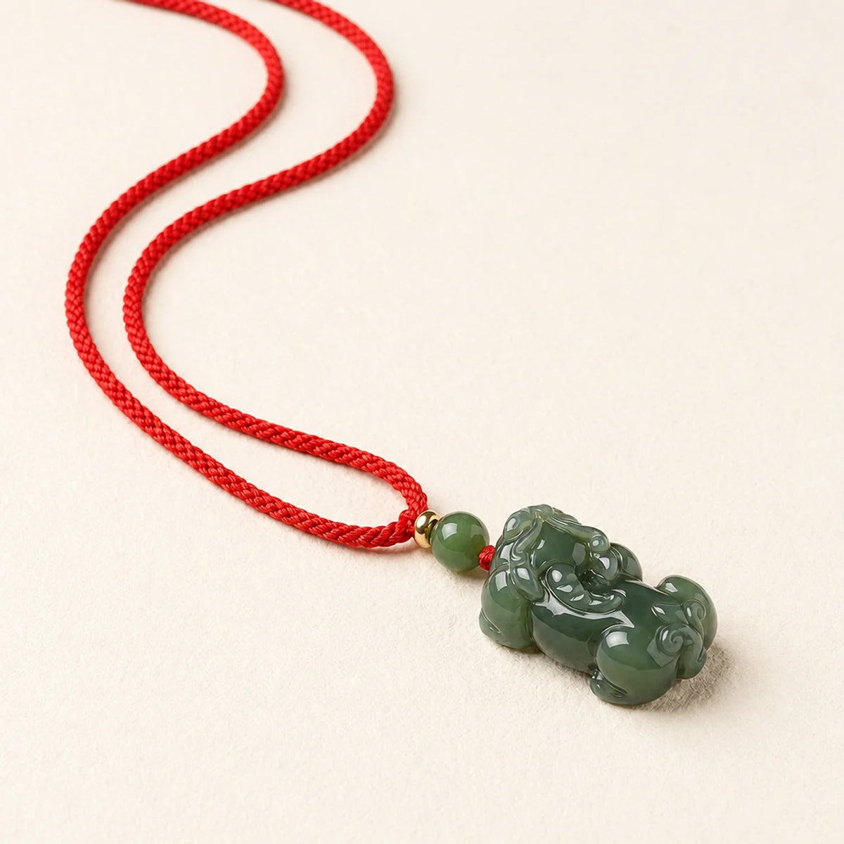 Natural Nephrite Jade Pixiu Pendant Necklace