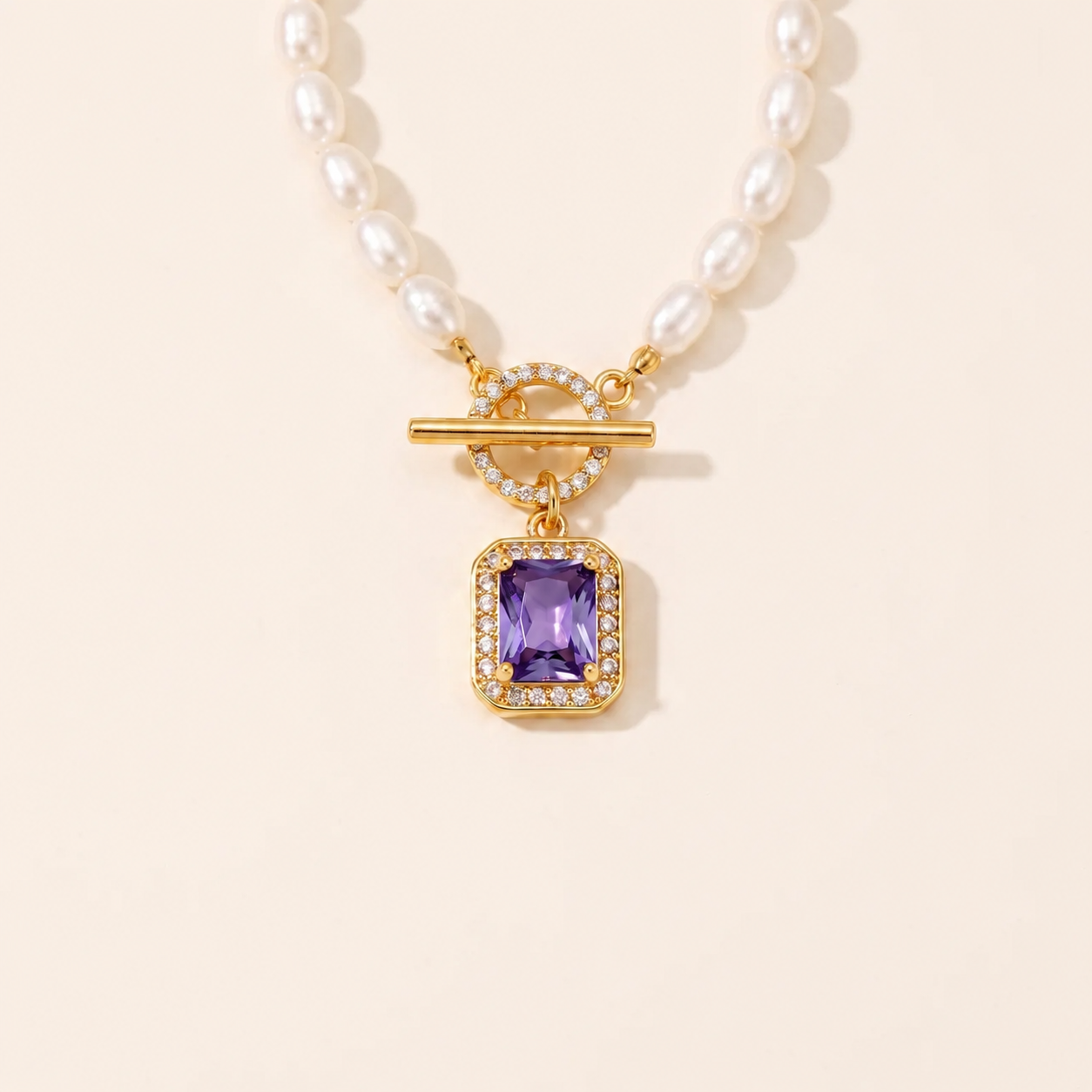 Natural Pearl Zircon Wealth Pendant Necklace