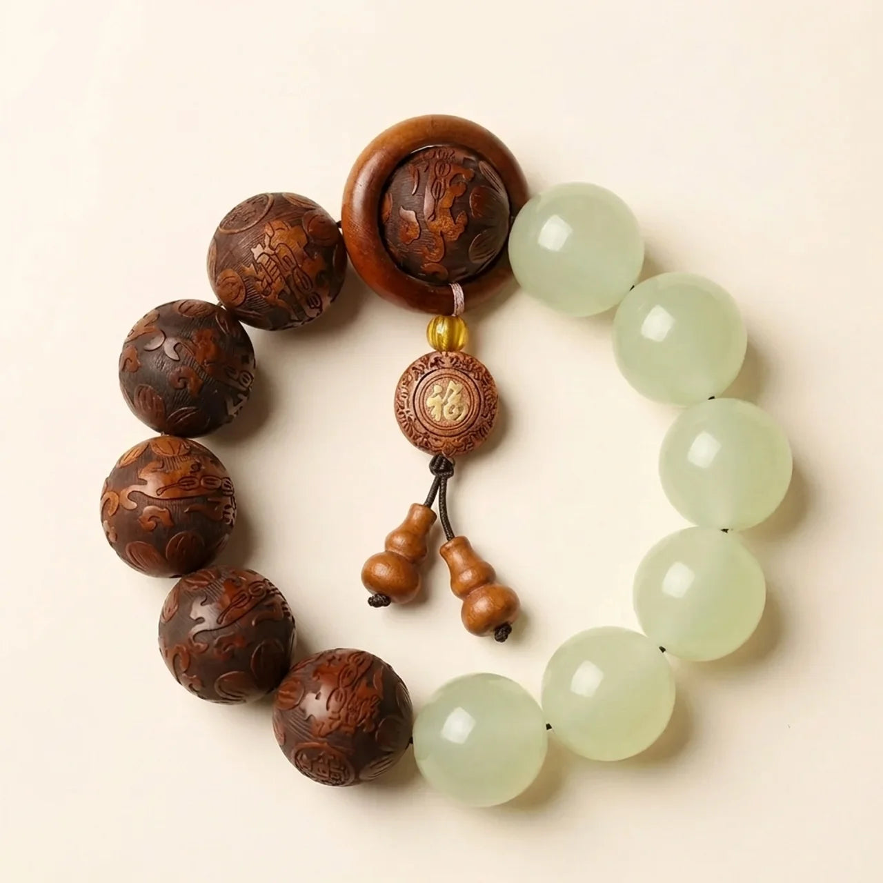 Natural Rosewood Pixiu Fu Character Bracelet