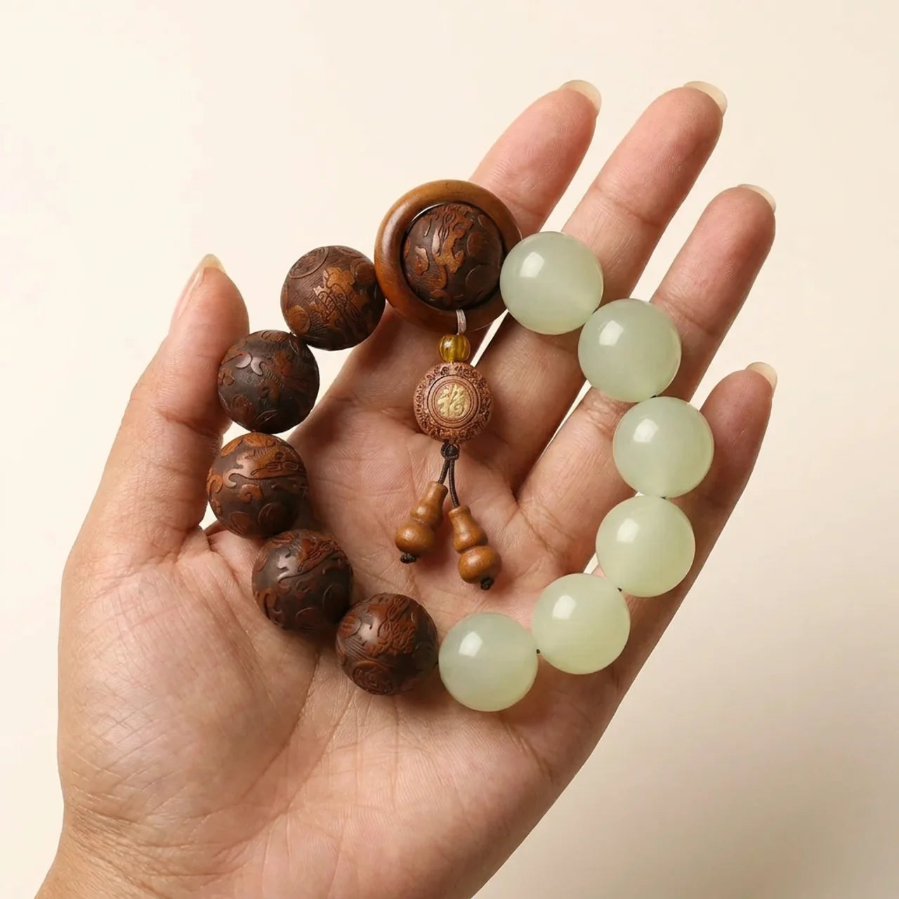 Natural Rosewood Pixiu Fu Character Bracelet