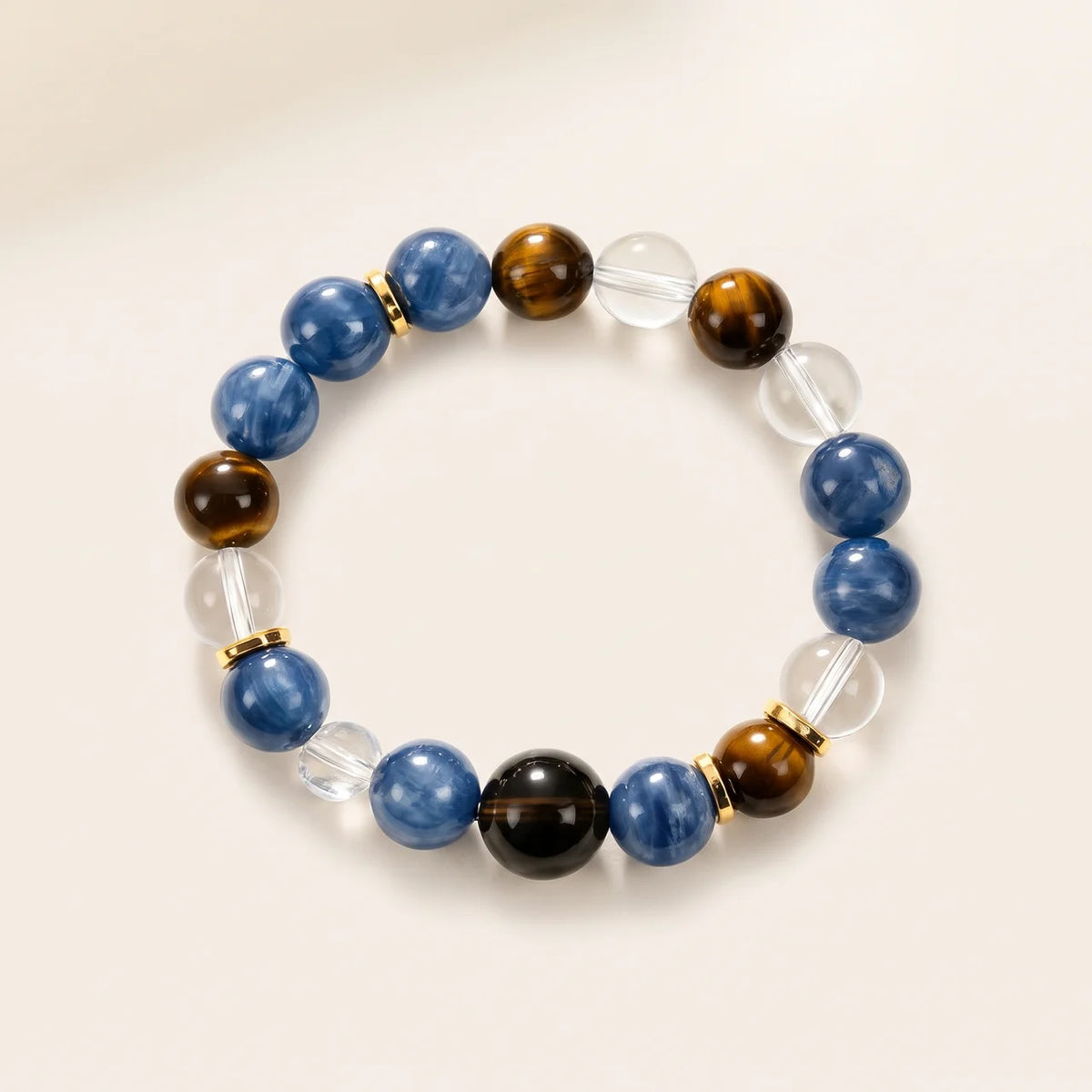 Natural Tiger Eye & Kyanite Beaded Bracelet
