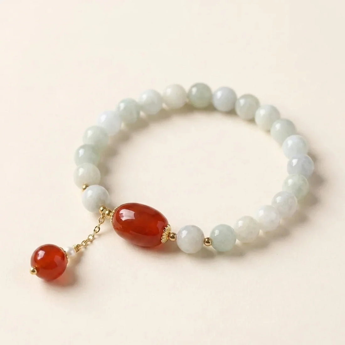 Natural White Jade Agate Protection Bracelet