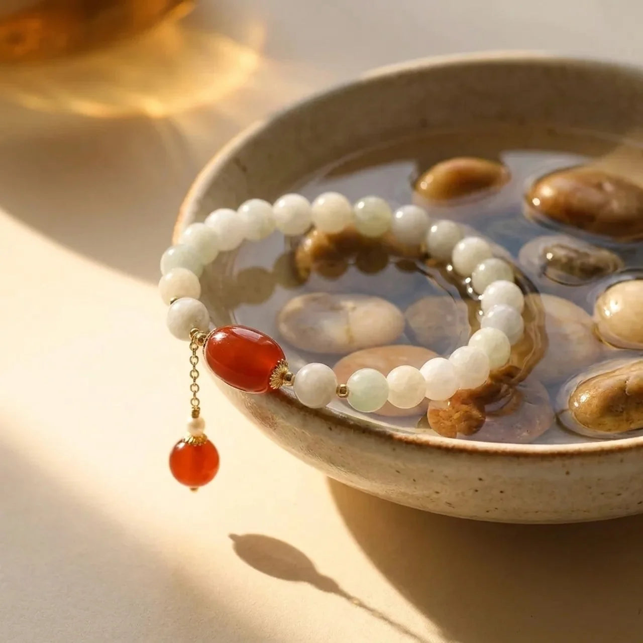 Natural White Jade Agate Protection Bracelet