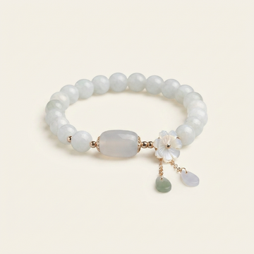 Natural White Jade Beaded Stretch Bracelet