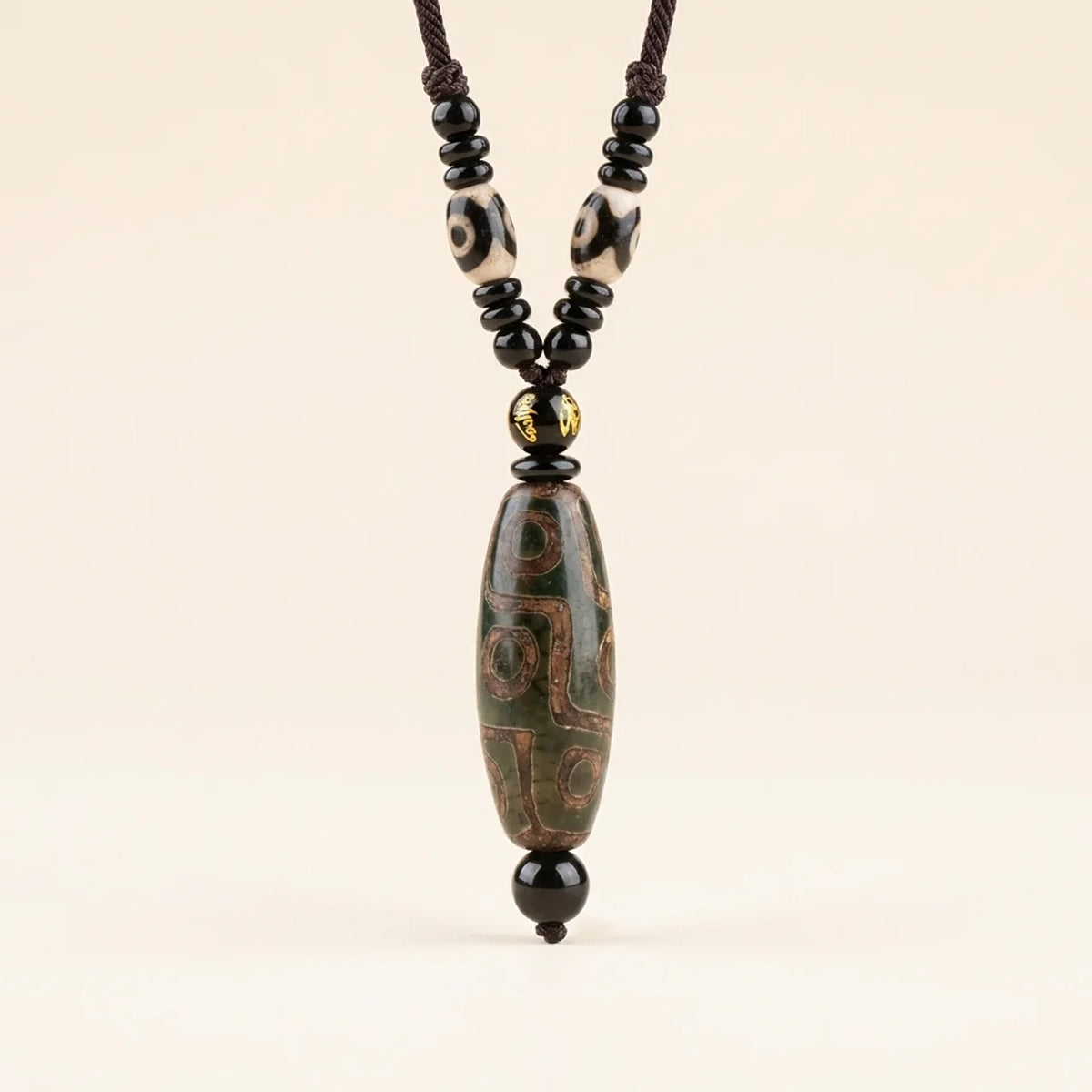 Nine Eye Dzi Bead Protection Pendant Necklace