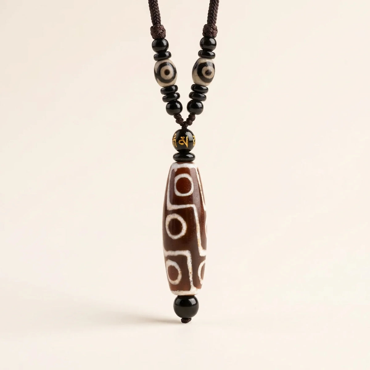 Nine Eye Dzi Bead Protection Pendant Necklace