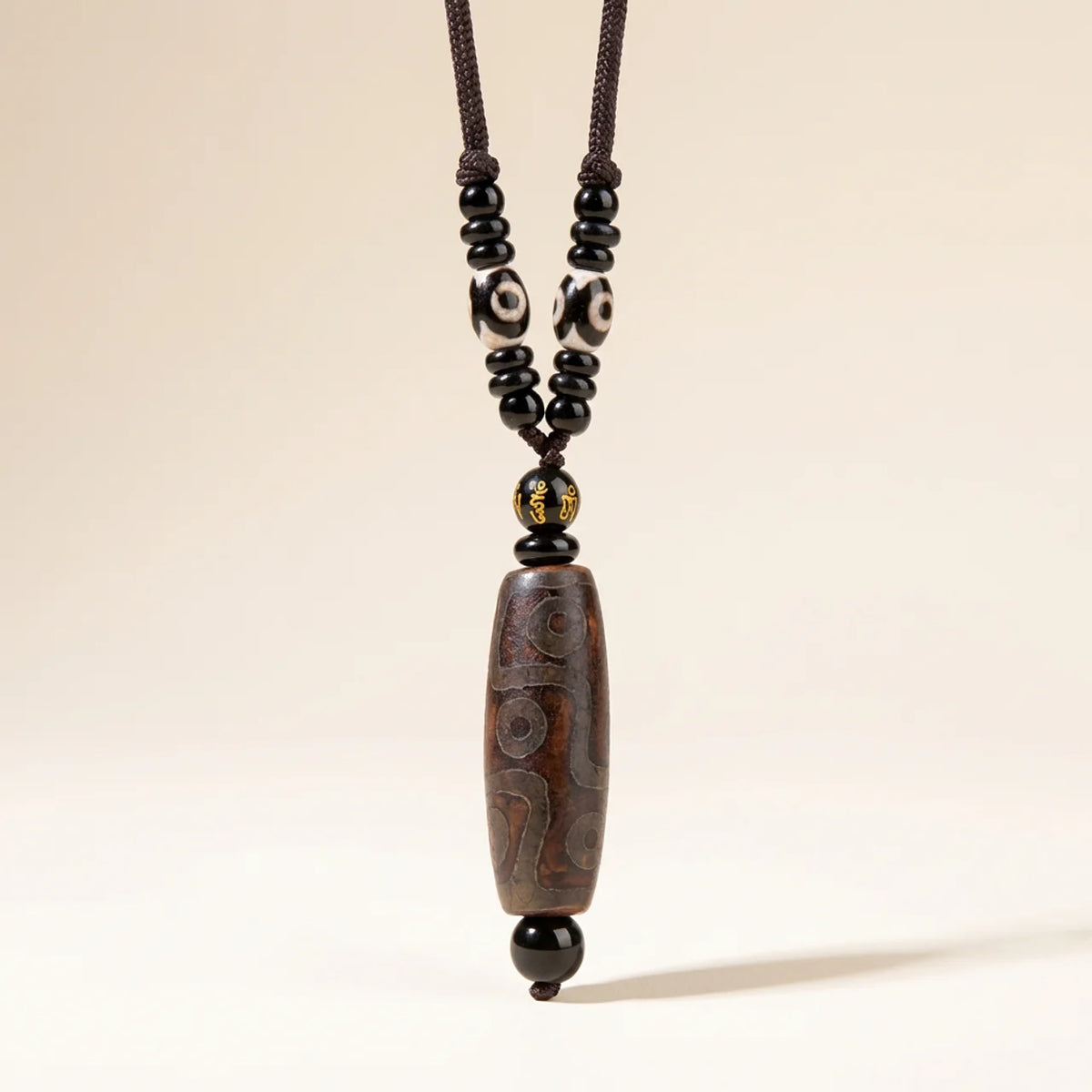 Nine Eye Dzi Bead Protection Pendant Necklace