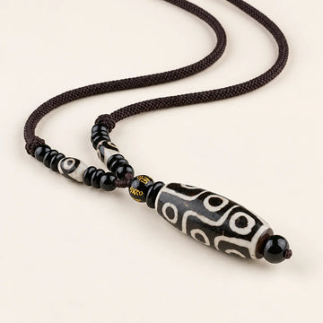 Nine Eye Dzi Bead Protection Pendant Necklace