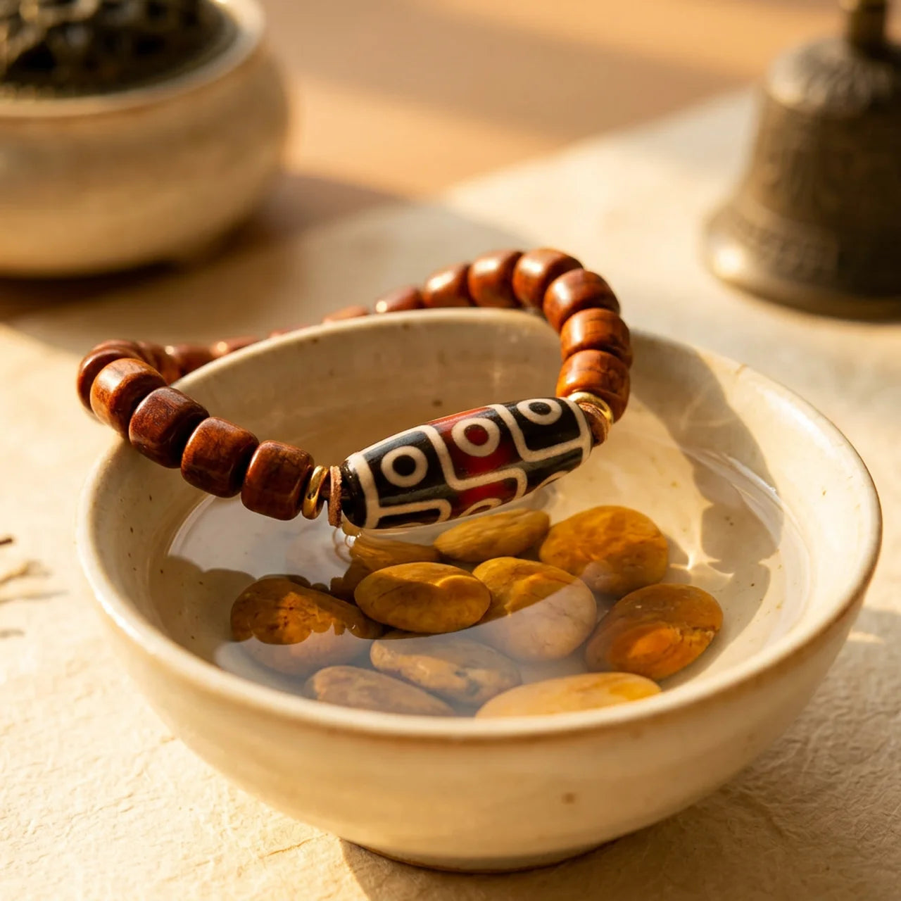 Nine Eye Dzi Bone Bead Protection Bracelet