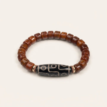 Nine Eye Dzi Yak Bone Bracelet