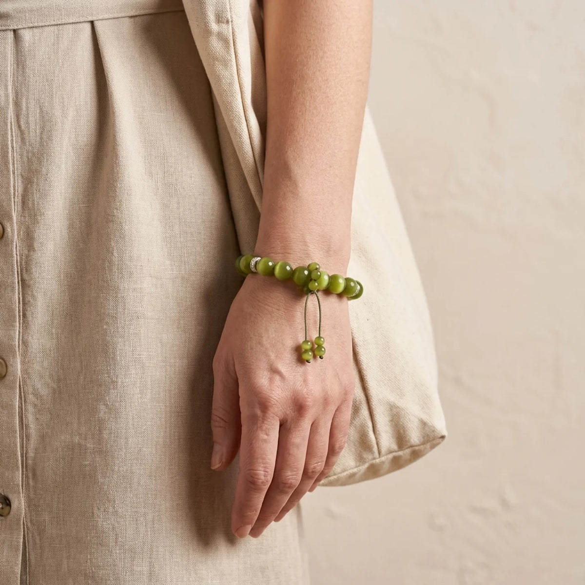 Grünes Katzenauge Zen Armband