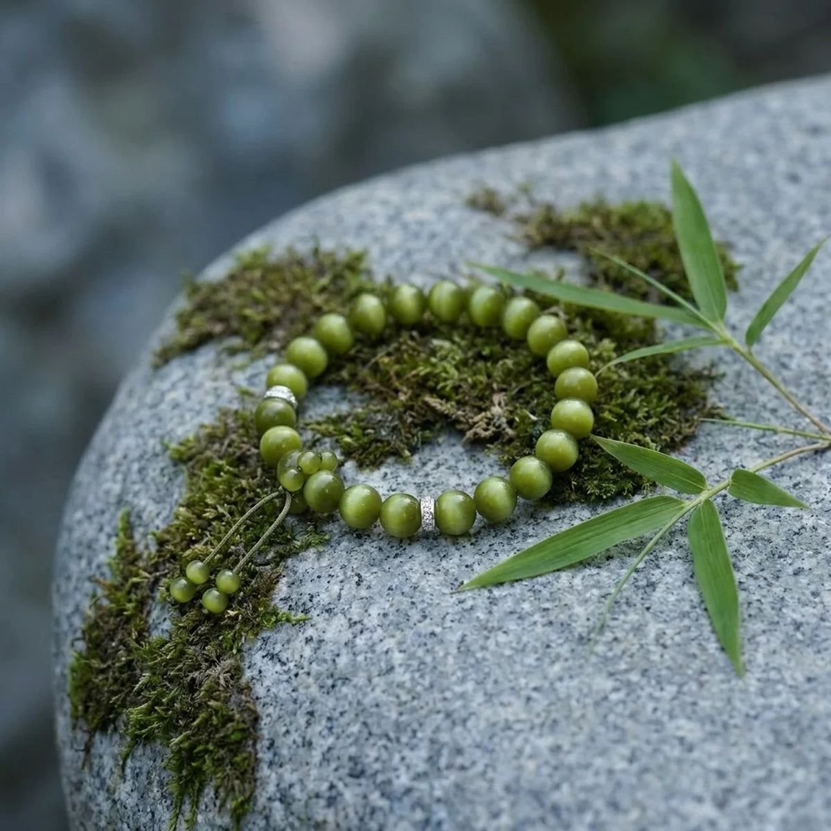 Grünes Katzenauge Zen Armband