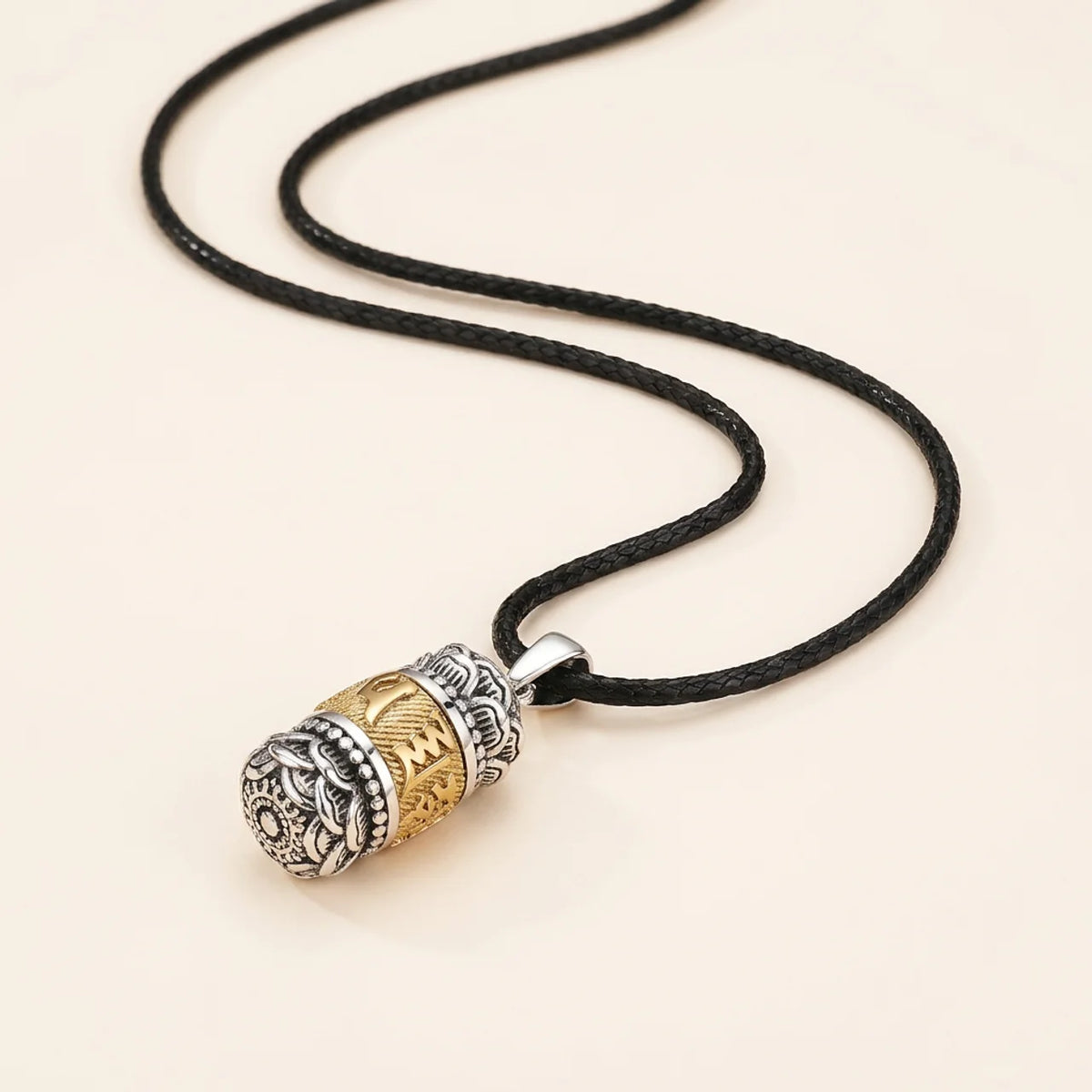 Om Mani Padme Hum Mantra Carved Pendant Necklace