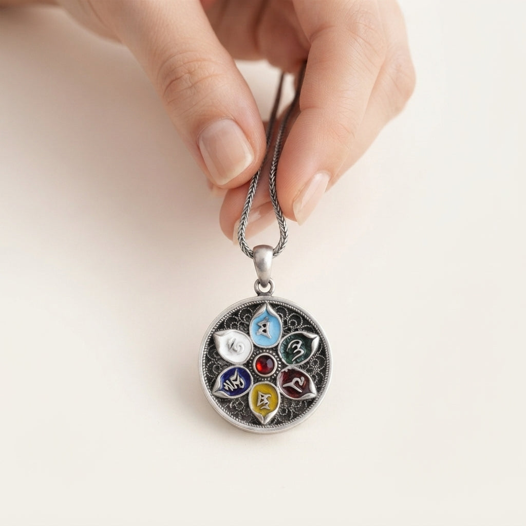 Om Mani Padme Hum Mantra Pendant Necklace
