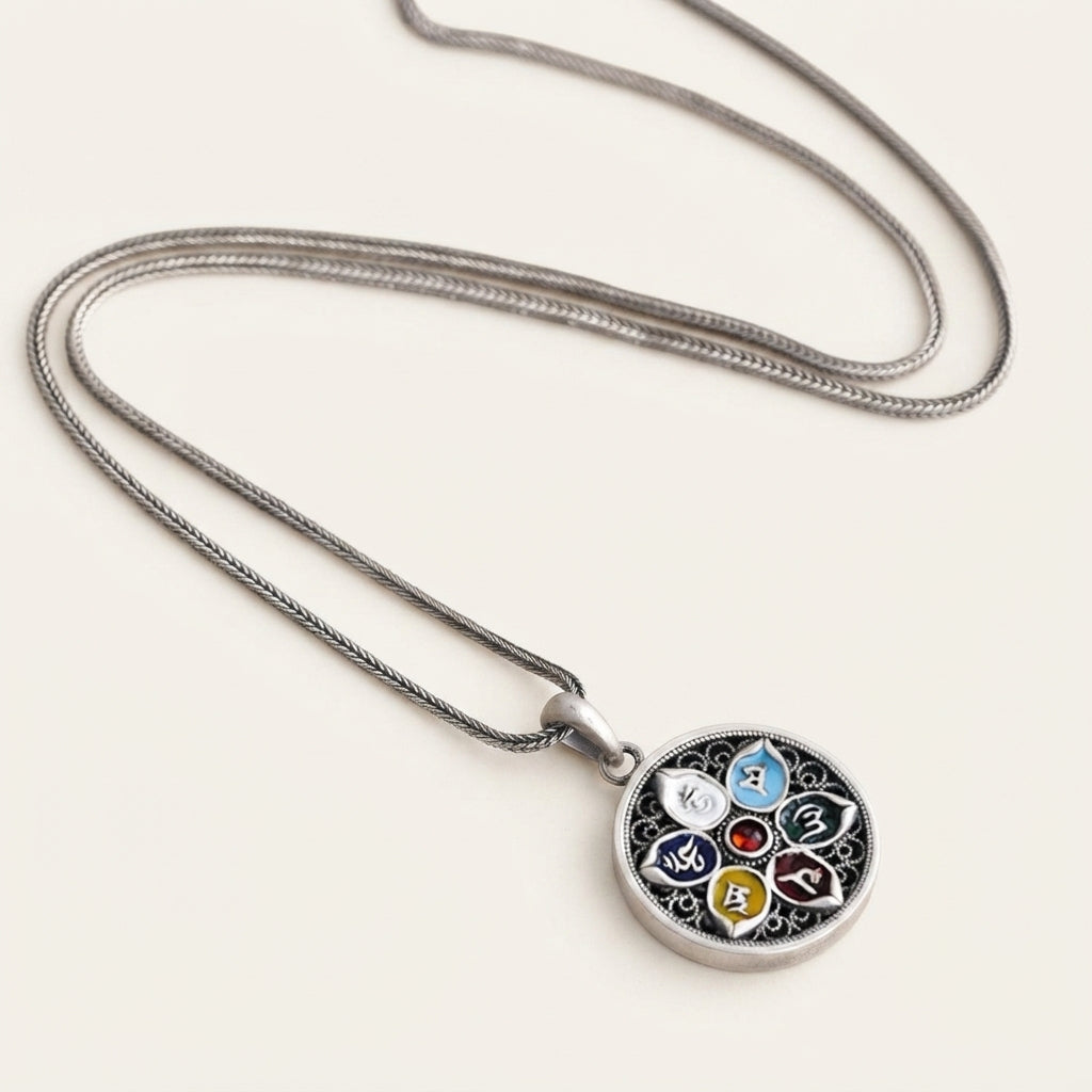 Om Mani Padme Hum Mantra Pendant Necklace