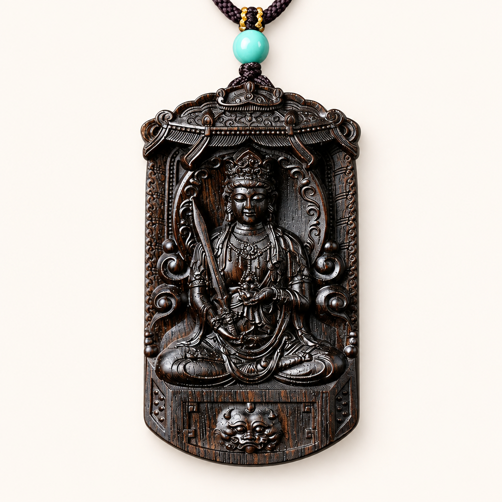 Natural Agarwood Guardian Buddha Pendant Necklace