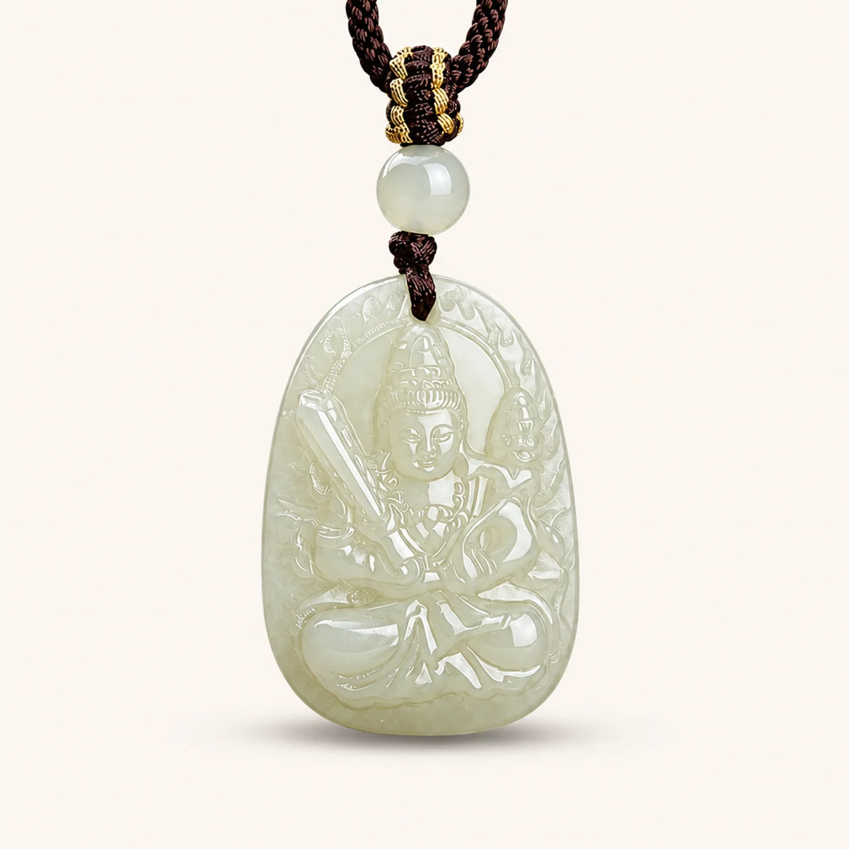 Natural Jade Guardian Buddha Pendant Necklace