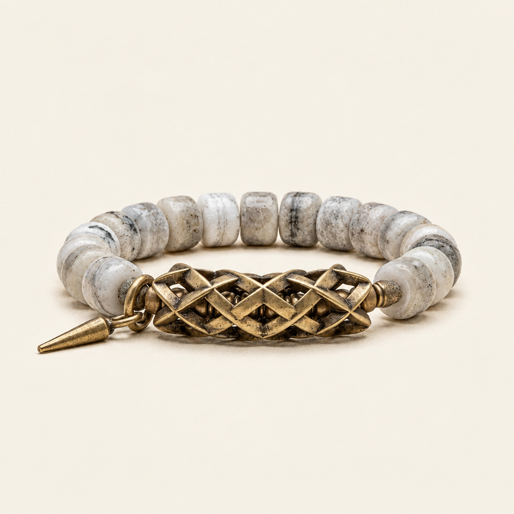 Ochsenknochen Metall Charm Herrenarmband