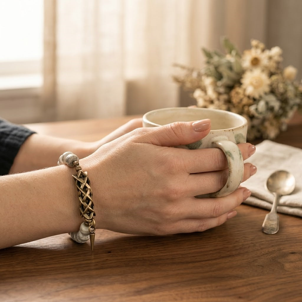 Ochsenknochen Metall Charm Herrenarmband