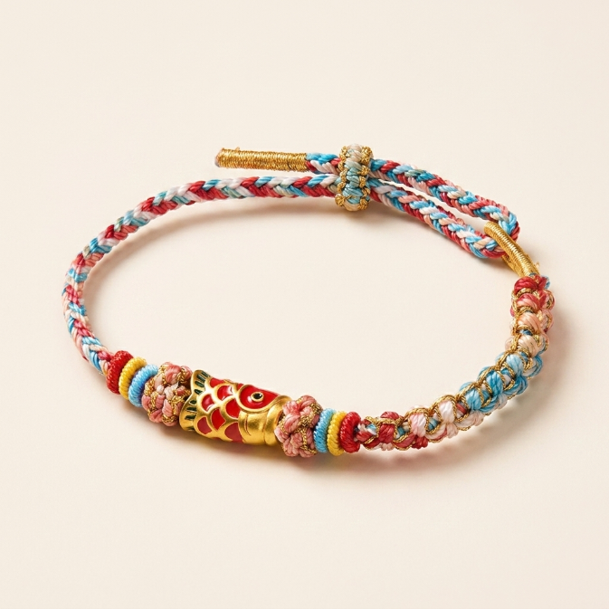 Peach Blossom Koi Fish Success Red String Bracelet