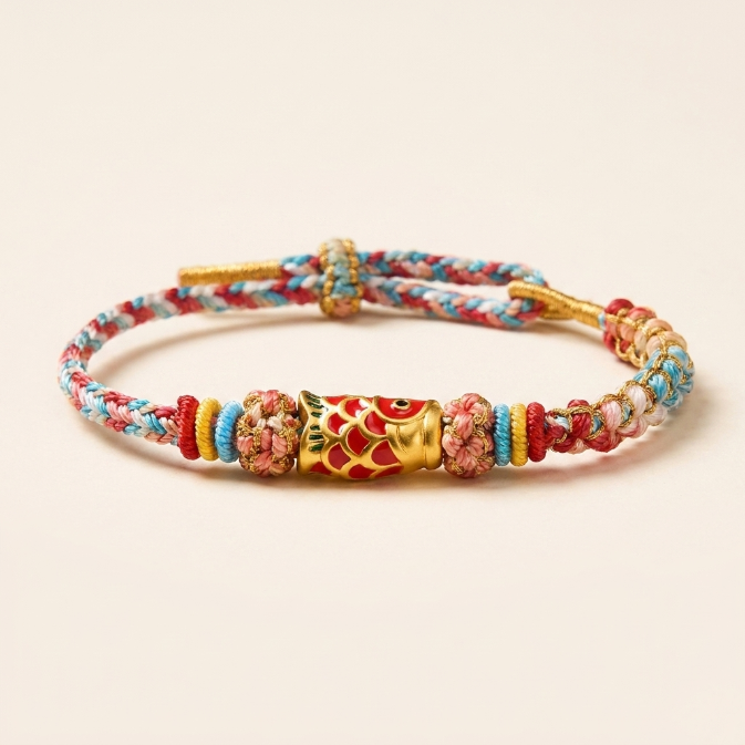 Peach Blossom Koi Fish Success Red String Bracelet