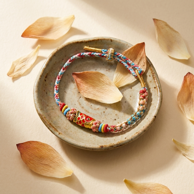 Peach Blossom Koi Fish Success Red String Bracelet