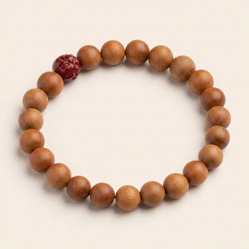 Peach Wood Cinnabar Lotus Bracelet